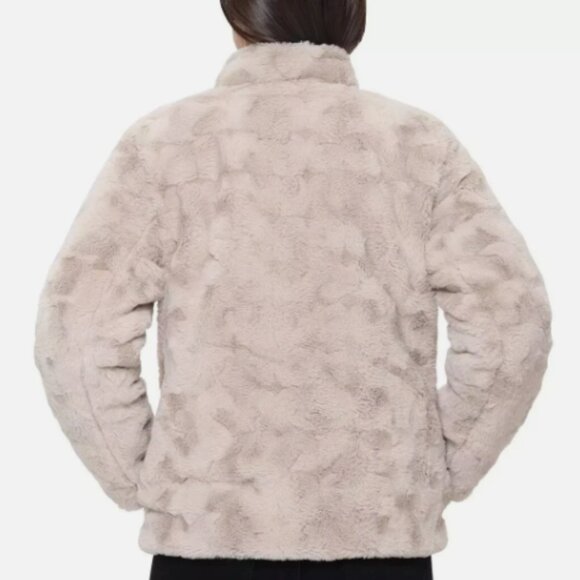 NWT Nicole Miller Reversible Faux Fur Puffer Jacket Tan Size Small - Picture 6 of 16